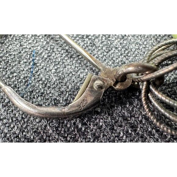 Vintage Sterling Silver Green and Blue Turquoise Dangle Earrings - Picture 6 of 6